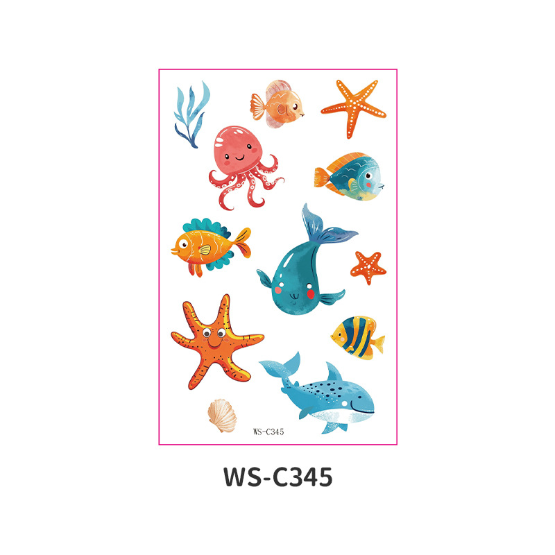 Picture of Spot Wholesale Children's Cartoon Original Tattoo Stickers Marine Animal Summer Tattoo Stickers Dolphin Shark Little Whale