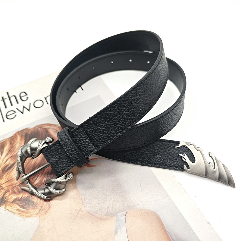 Candle Dragon Horn Wrapped Snake Lightning Wind Cloud Tail Lychee Pattern Decorative Belt Fashionable and Casual Suitable for Various Pant Styles