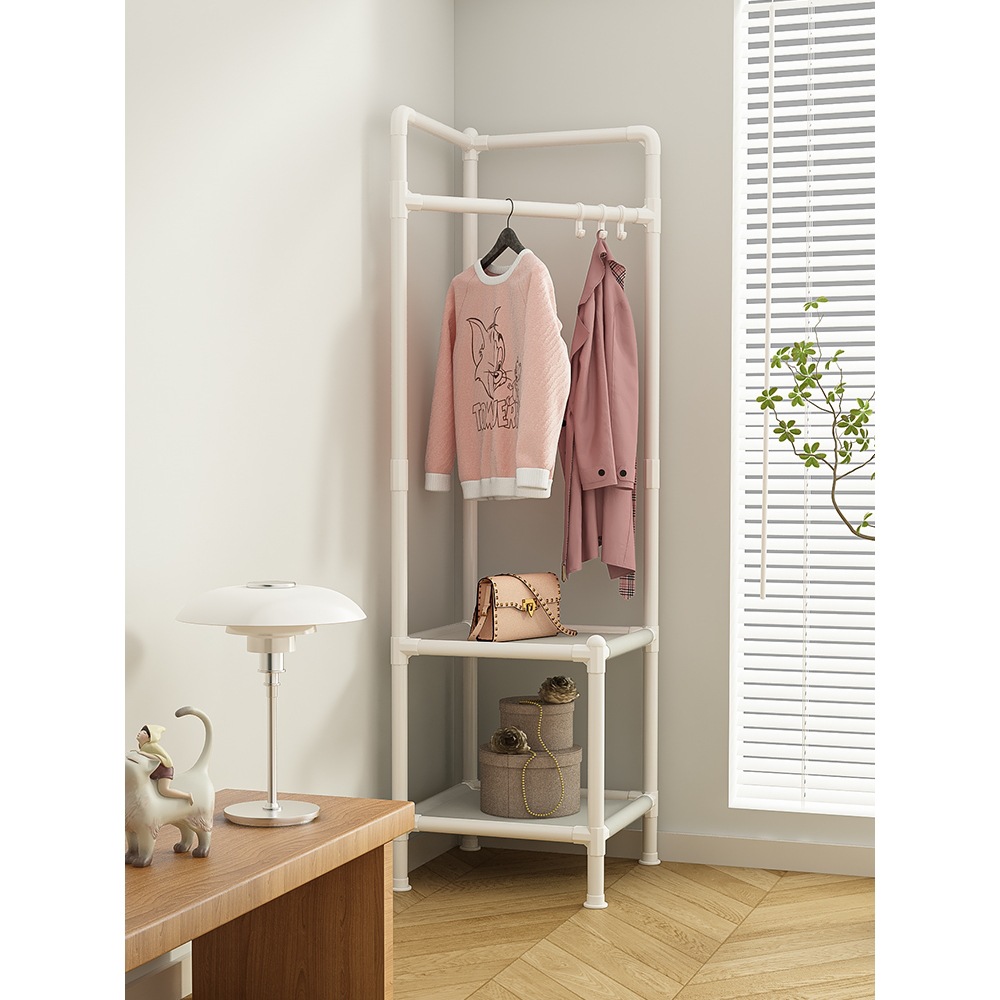 Household Corner Bedroom Floor-Standing Clothes Rack Dormitory College Student Coat Rack Bedside Hanging Clothes at Night Balcony Clothes Drying