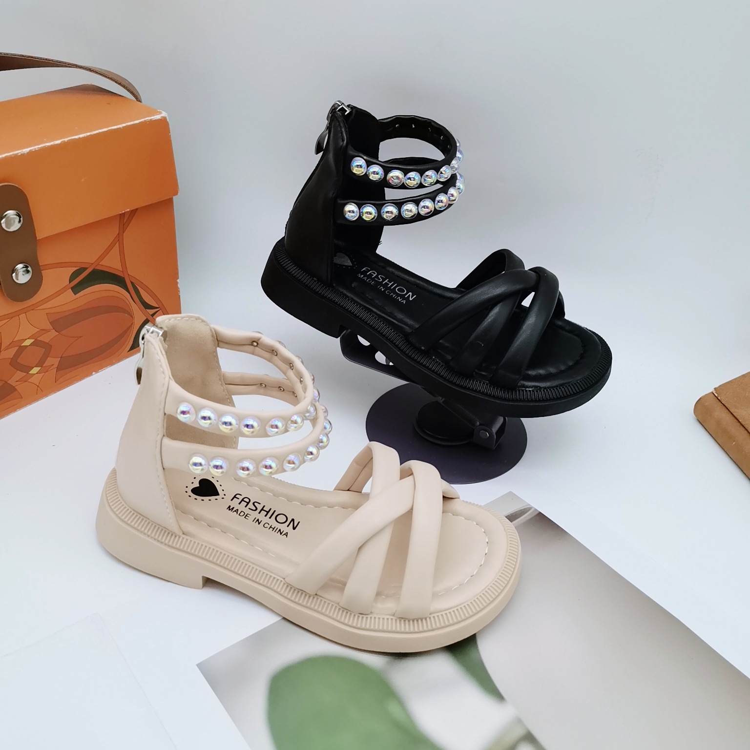 Cross-Border Foreign Trade Essential Girls' Sandals Summer Popular Children's Solid Color Roman Princess Shoes Summer Girls' Shoes