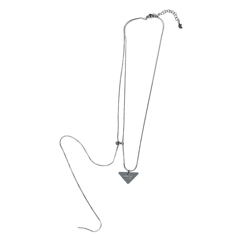 Titanium steel letter triangle tag tassel necklace female niche design high-grade cold wind clavicle chain necklace cool