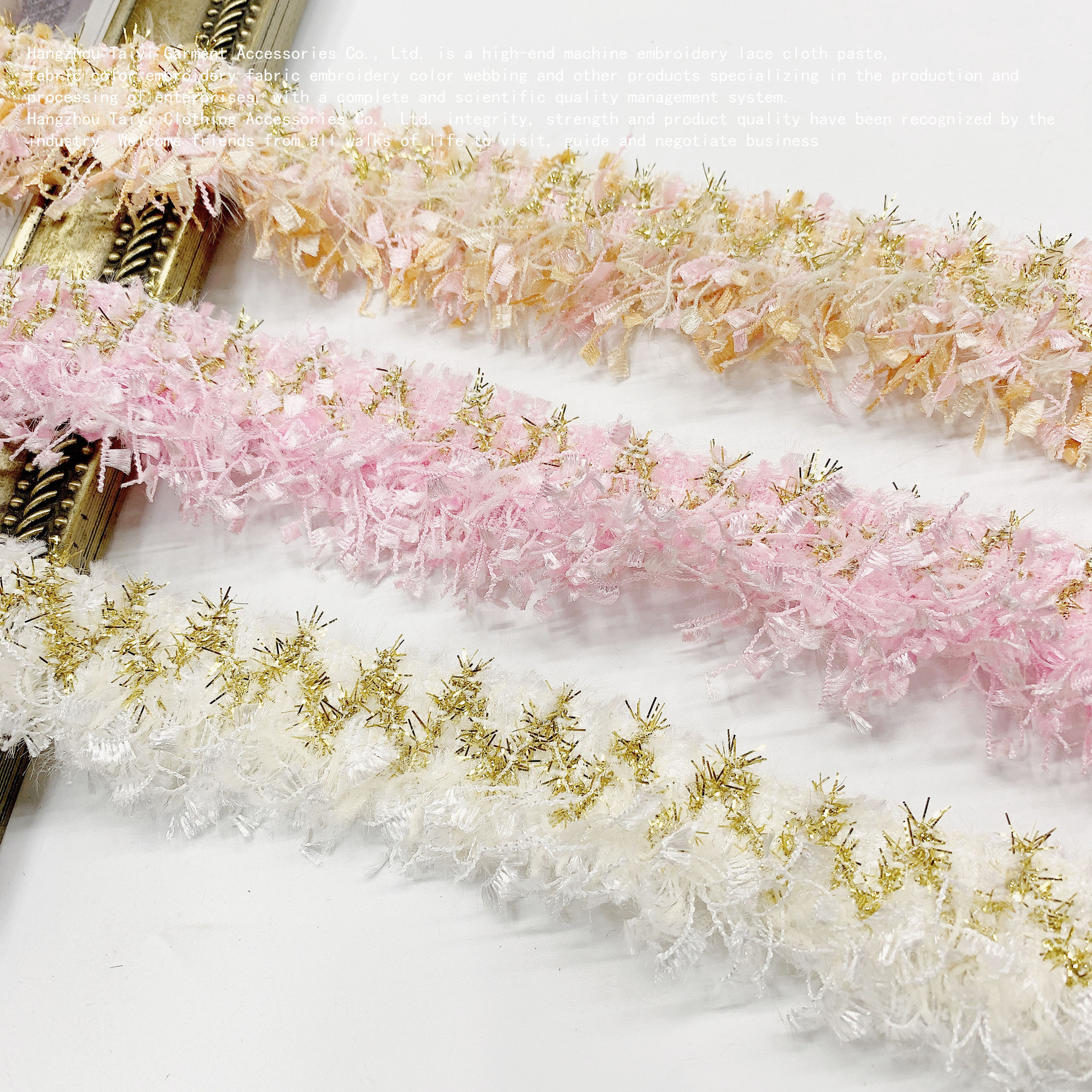 Small fragrant wind South Korea ribbon lace clothing accessories in stock rough gold silk woven ribbon wholesale manufacturers