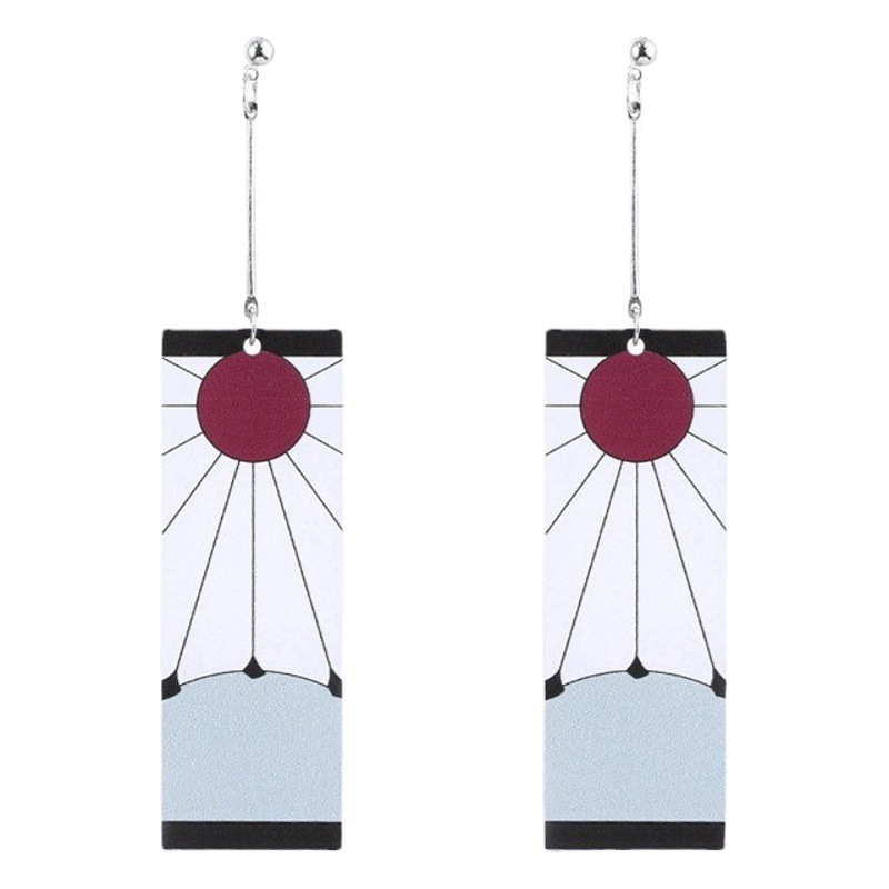 Cross-border Hot Ghost Extermination Blade Earrings Ear Hook Animation Peripheral Charaji Lang Women's Acrylic Earrings Ear Drop Ear Jewelry