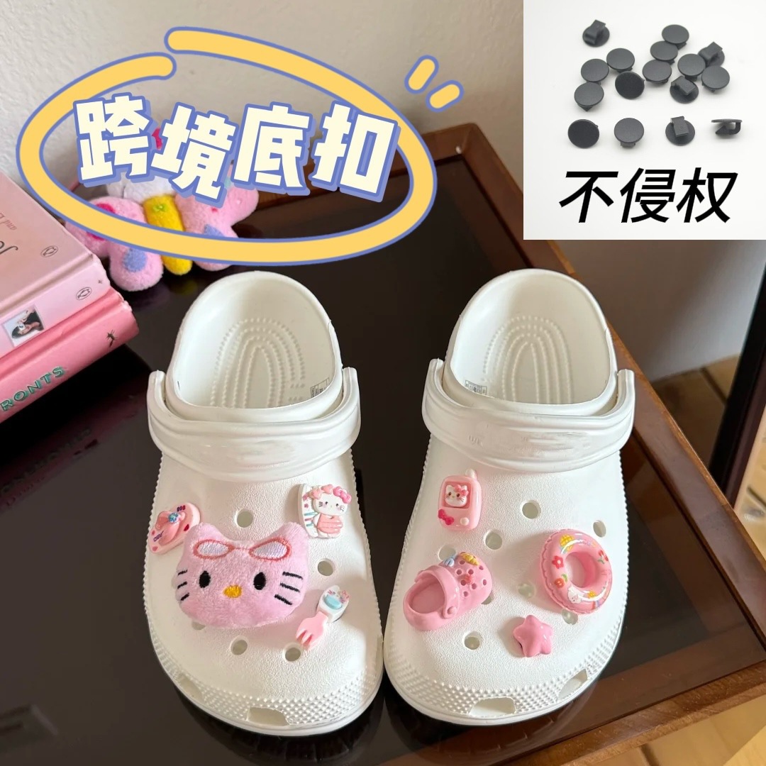Cross-border cute cartoon pink kt cat hole shoes accessories shoes flower shoes buckle shoes three-dimensional decorative accessories finished products