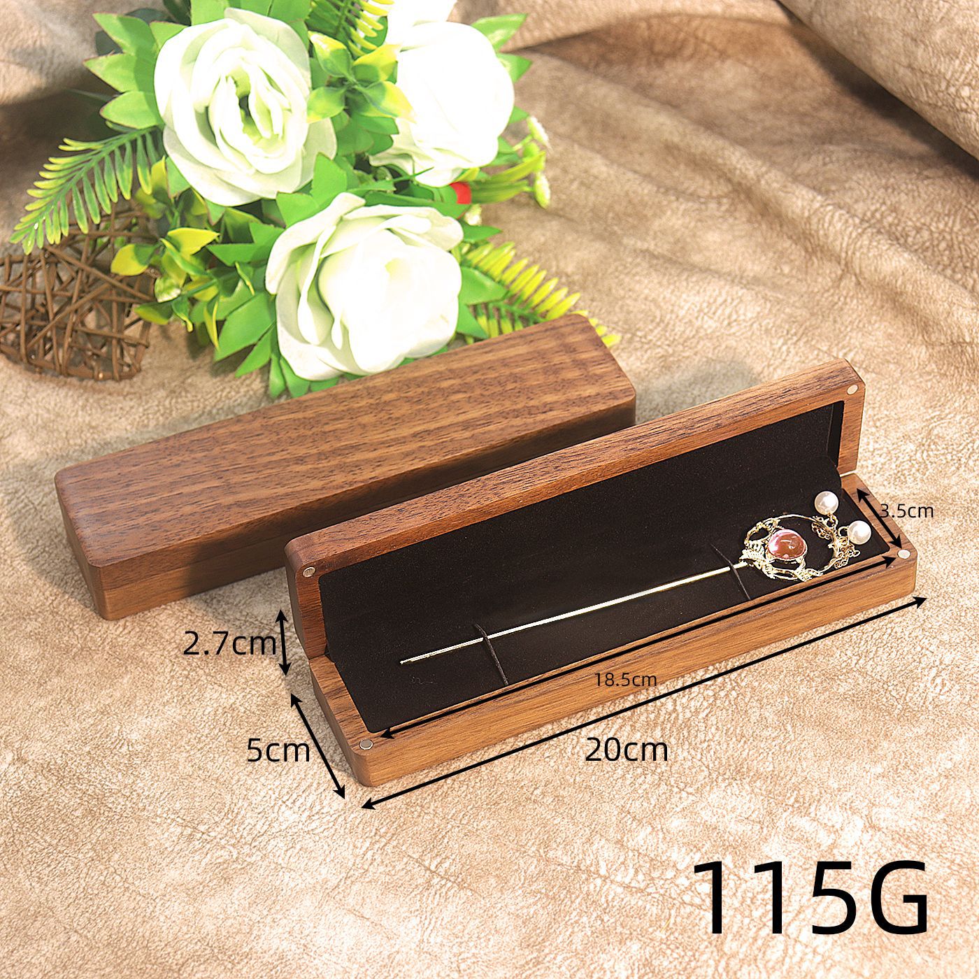 Picture of Solid Wood Black Walnut Necklace Jewelry Box Simple Hairpin Earrings Bracelet Packaging Gift Box Pen Box for Women