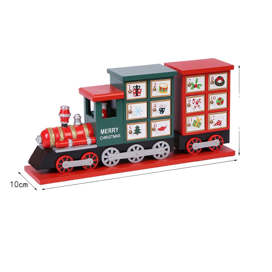 Christmas countdown calendar creative painted small train countdown ornaments desktop storage box decorations wholesale
