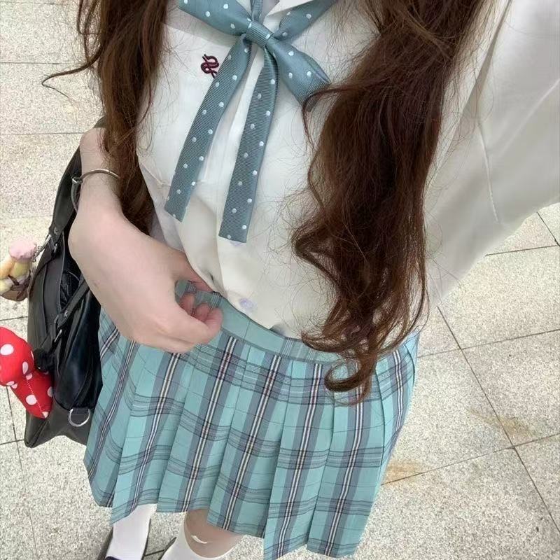 Picture of New JK Uniform suit Wholesale Pepper Plaid Skirt Campus College Plaid Pleated Skirt Sweet Half Skirt