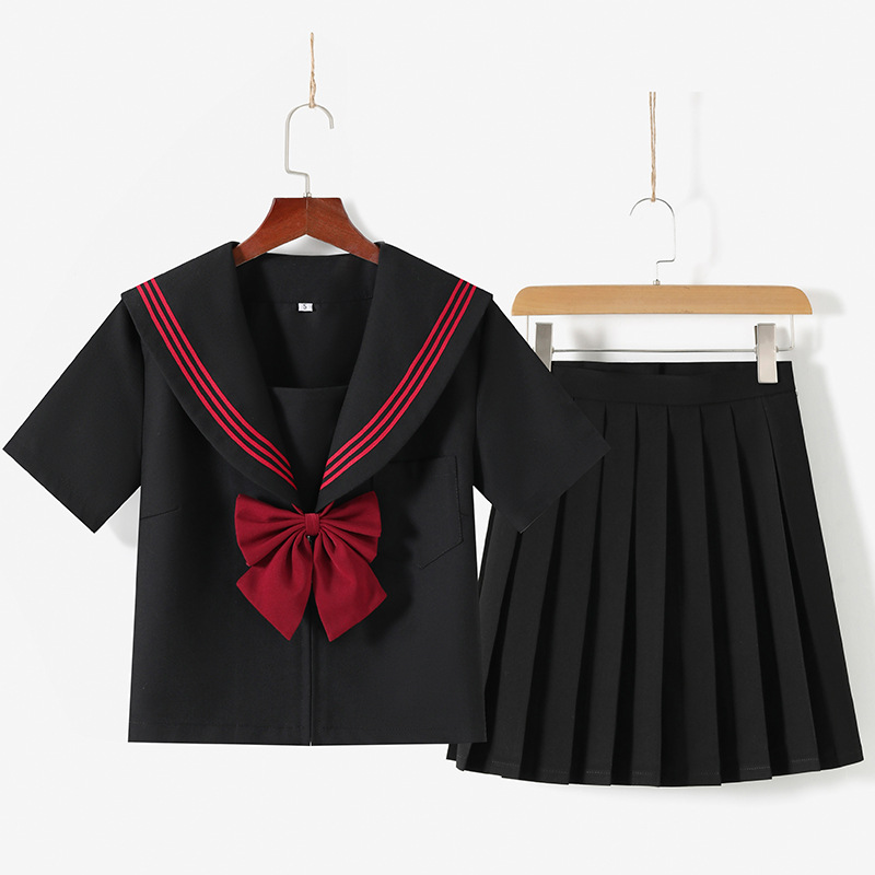 Picture of Orthodox basic red three short skirt suit Japanese Orthodox red three JK uniform sailor suit wholesale
