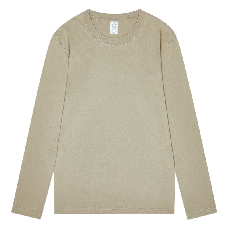230g Simple Inner Base Shirt Women's Autumn Long Sleeve Cotton Shoulder T-Shirt Men's Crewneck Solid Color Couple Clothes Wholesale