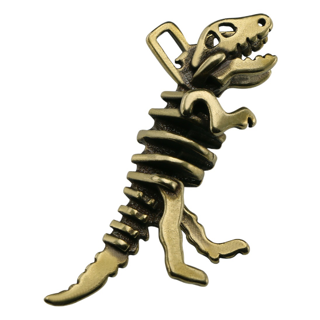 Handmade brass dinosaur skeleton model car keychain brass pendant exquisite creative small accessories bag pendant