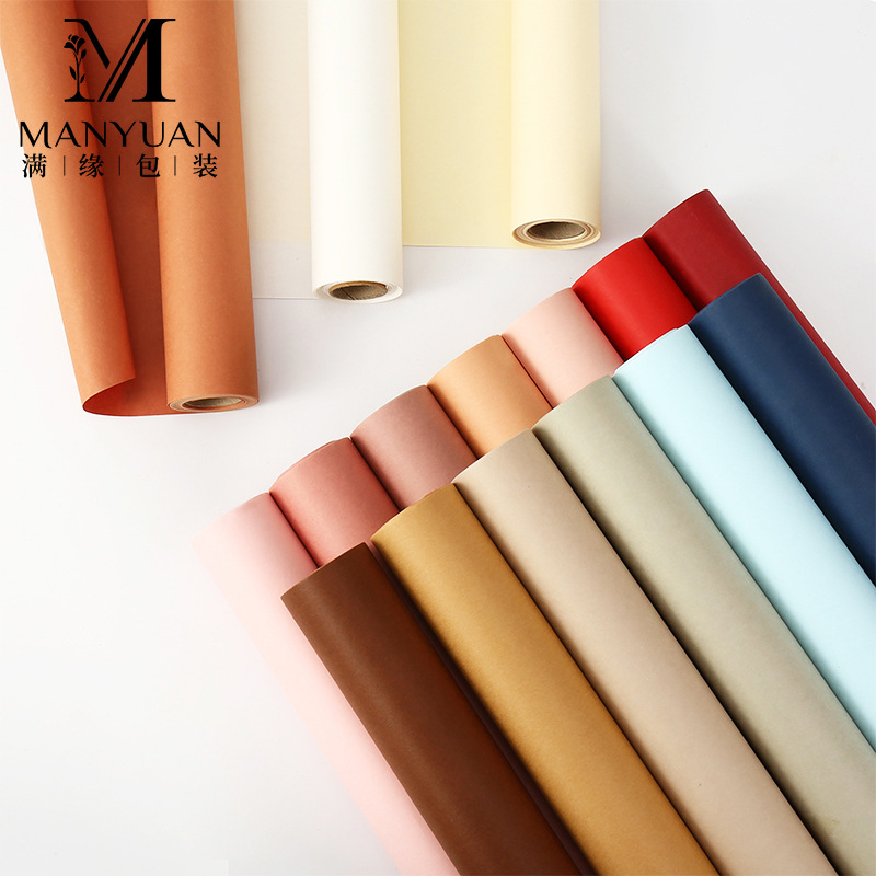 Solid Color Fenghua Paper Tear Resistant Waterproof Kraft Paper Flower Wrapping Paper Material Valentine's Day Flower Shop Flower Wrapping Paper