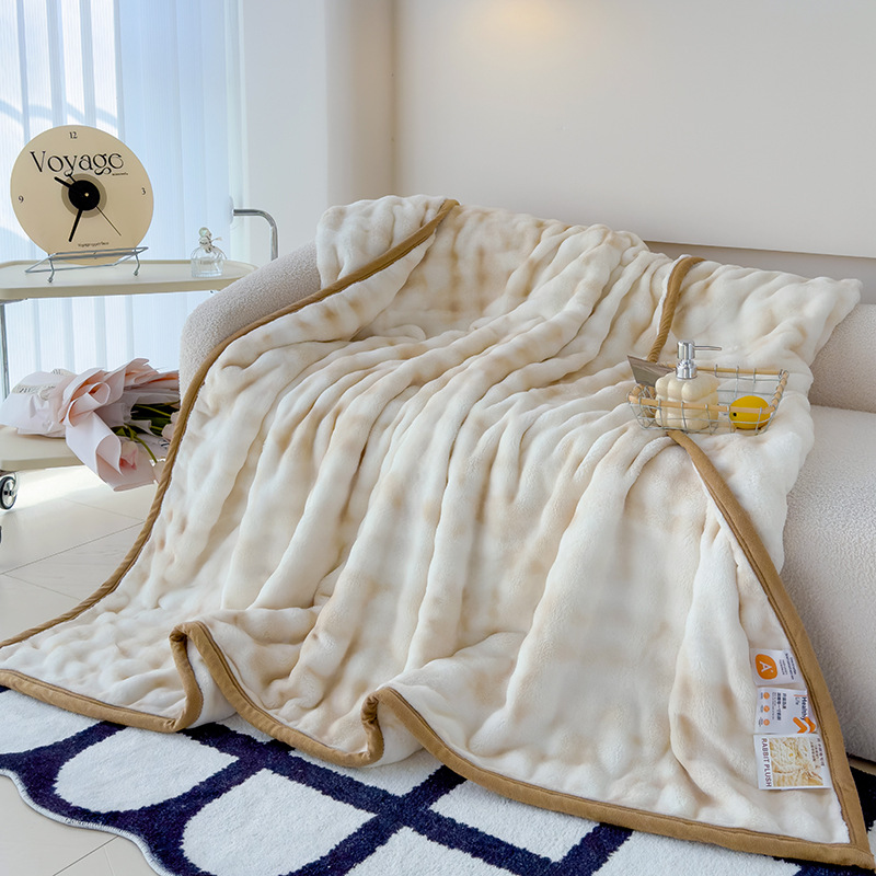 Picture of Amazon Cross-Border Warm Blanket Winter Thickened Blanket Office Milk Velvet Blanket Flannel Solid Color Rabbit Plush Blanket