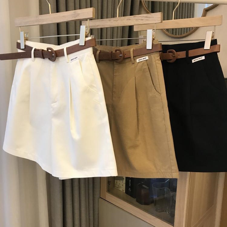 Artistic Retro suit Pants Shorts Women's Summer High Waist Loose Wide Leg Pants Casual Overalls Mid-length Pants