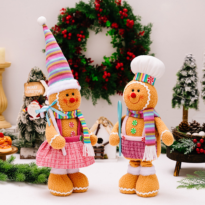 Christmas Decoration Gingerbread Man Cartoon Doll Telescopic Biscuit Man Decoration Doll Window Decoration Dress Up Supplies