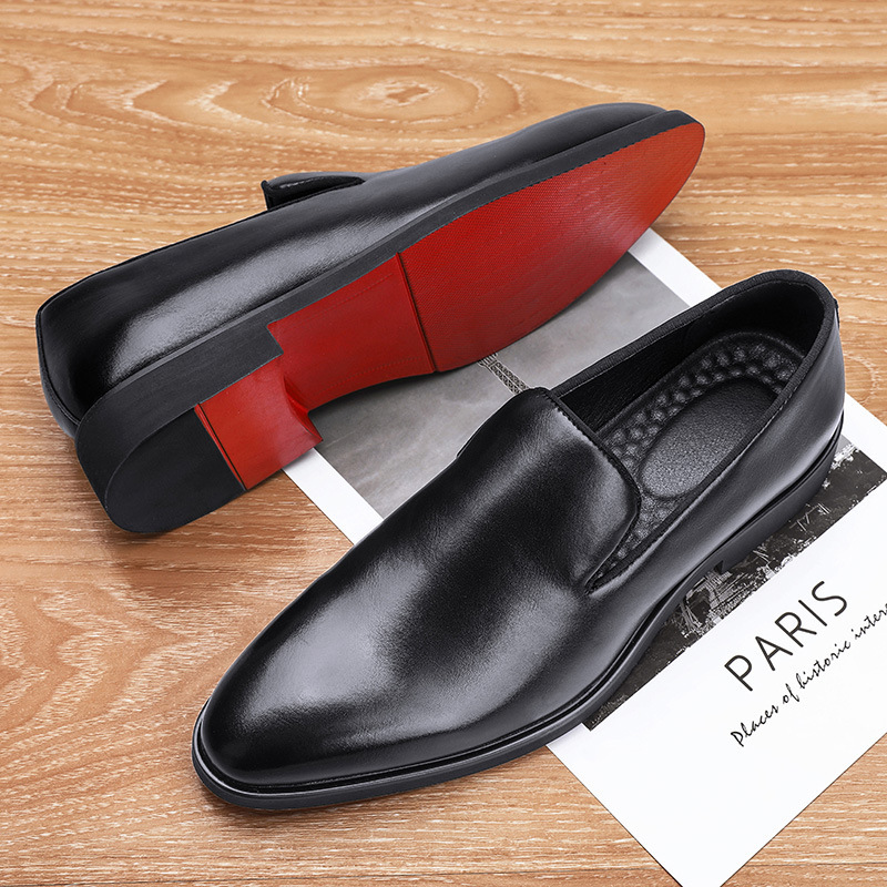 Office Business Leather Shoes for Men British Style Slip-On Business Casual Formal Loafers Large Size Slip-On Leather Shoes for Men