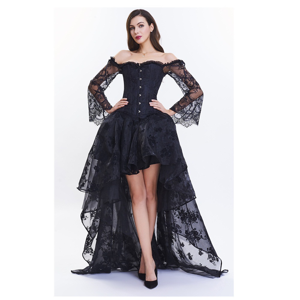 New Two-Piece Dress European and American Style Chest Lace Mid-Sleeve Court Tunic