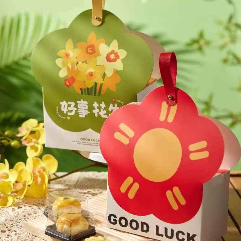 New Simple National Trend Pastry Flower Cake Packaging Box Satchel Heterosexual Baked Snack Cookie Box Cake Box