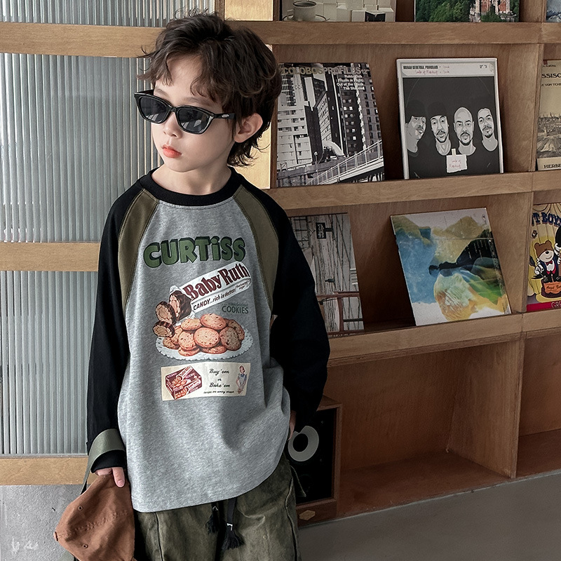 Picture of Boys' Long Sleeve T-Shirt Spring and Autumn 2025 New Children's Spring Base Shirt Big Children's Spring Thin Sweater Trendy