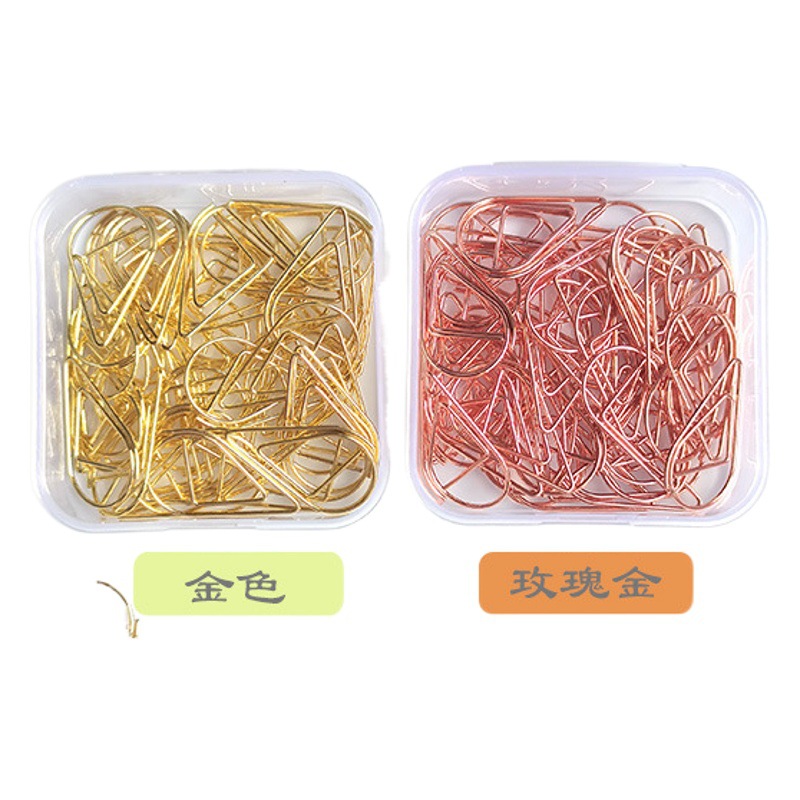 Metal water drop paper clip wholesale 50 boxed small size paper clip paper clip creative folder mini paper clip