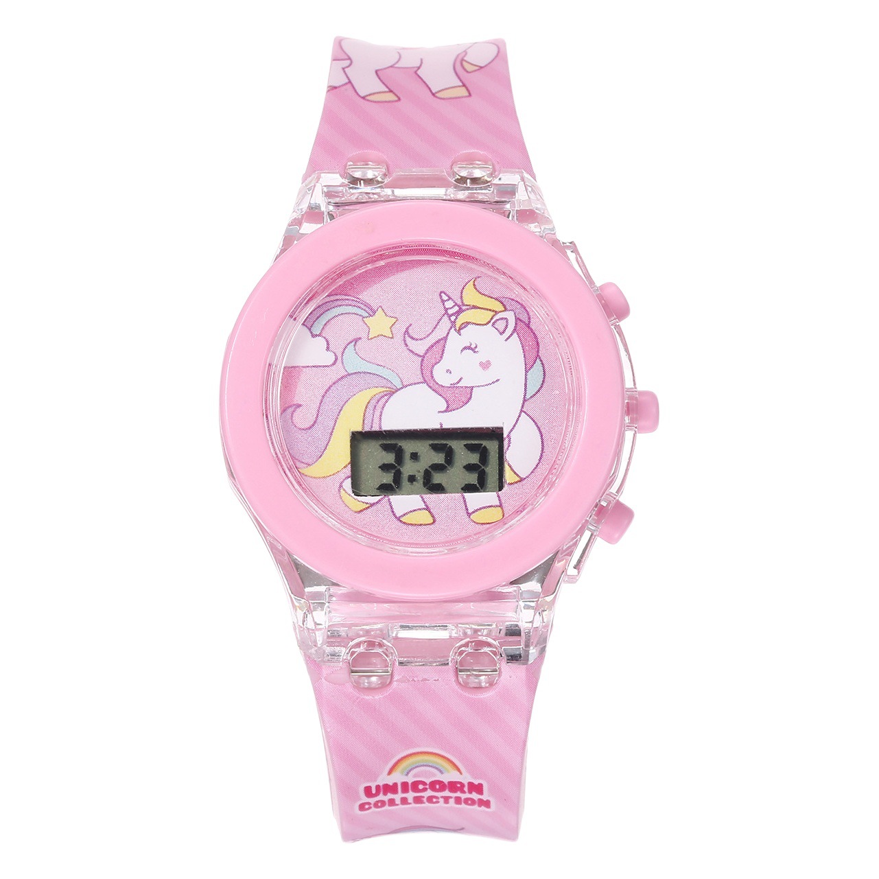 New Kidsren's Luminous Watch Unicorn Luminous Silicone Digital Watch with Bracelet (2Pcs/Set)