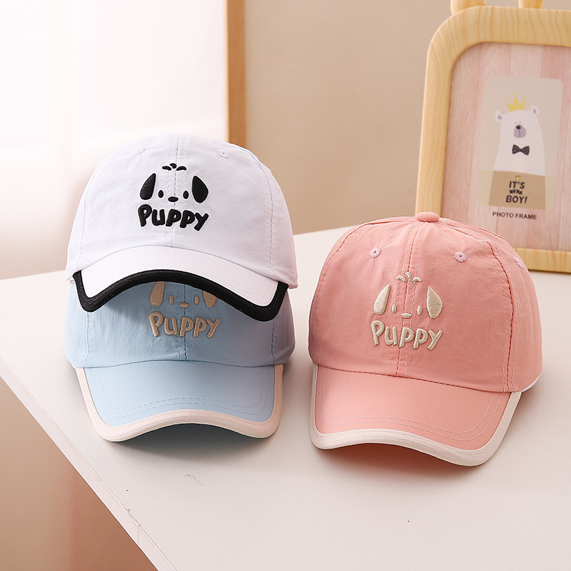 Picture of puppy embroidered puppy children's net cap boys baby cap summer girls sunscreen thin baseball cap sunshade