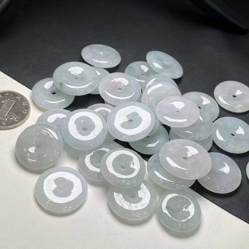 Wholesale Natural Burmese Jade A Goods Unisex Ice Waxy Ping An Buckle Jade Pendant Jewelry