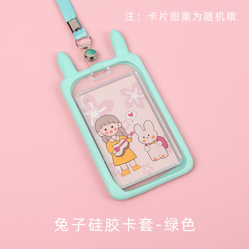 Picture of Ins Style Student Card Holder Creative Cute Halter Silicone Campus Badge Transparent Retractable Rope Id Holder Wholesale
