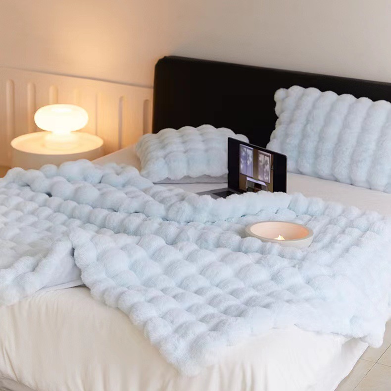 Picture of Autumn and Winter Tuscan Straight Fur Blanket Sofa Blanket Leisure Blanket Soft Waxy Warm Rabbit Plush Blanket Thickened Blanket