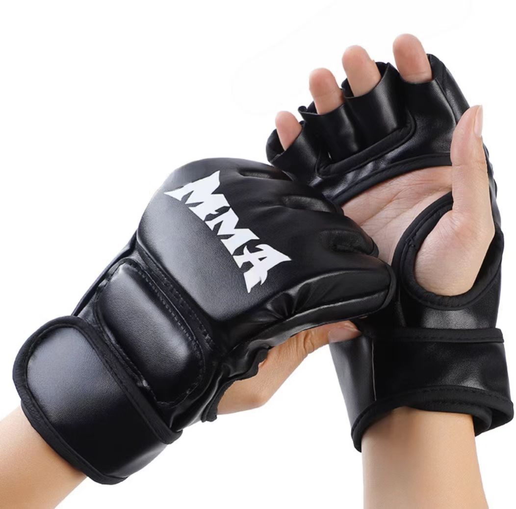 Picture of Adult Children's MMA Half Finger Boxing Gloves Thickened Sanda Fitness Sandbag Fighting Fighting Finger Leakage Knuckles