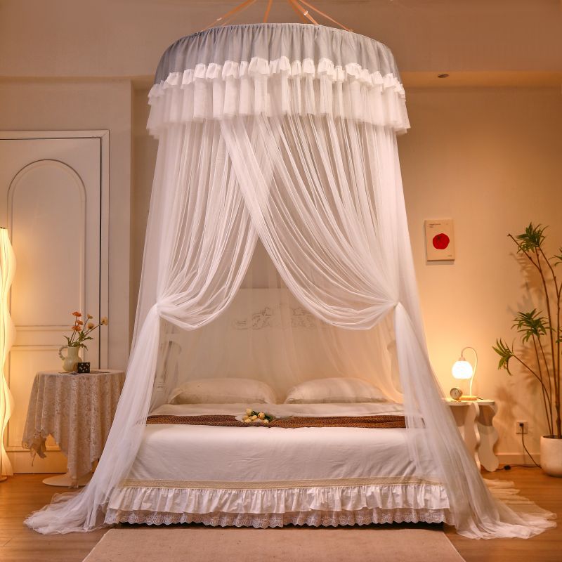 New Encryption Dome Mosquito Net Princess Wind Floor Hanging Mosquito Net Household Bedroom Bed Curtain Suspend Ceiling Installation-Free Bed Mantle
