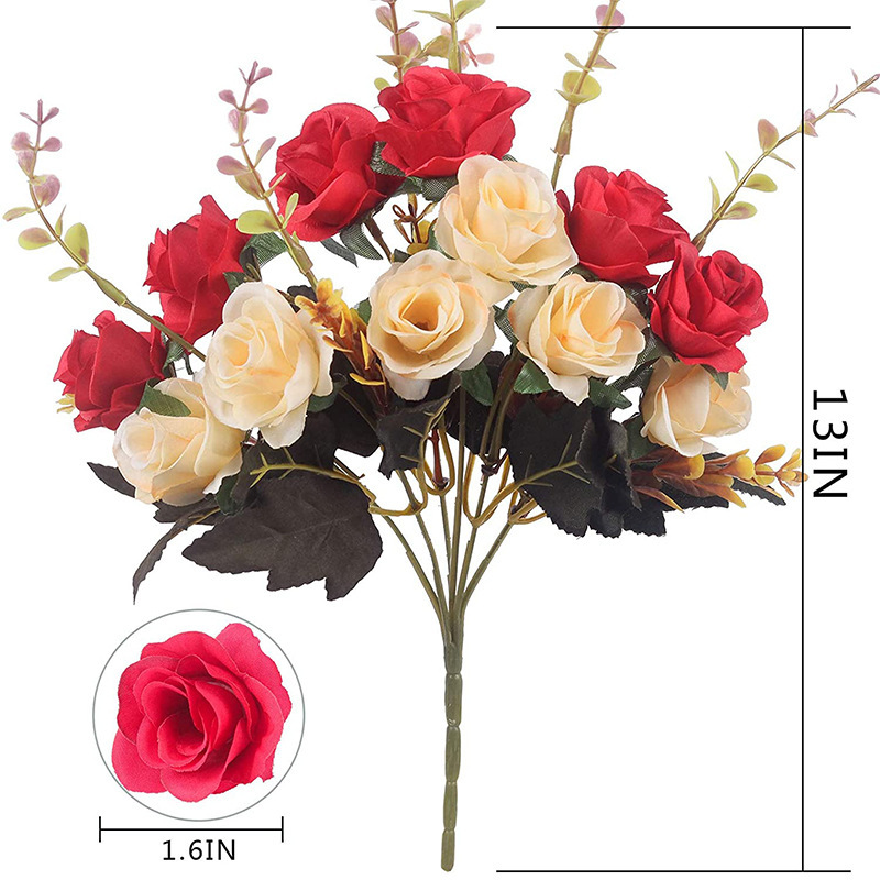 Picture of Cross-Border Amazon Artificial Flowers Artificial Rose Bouquet Plastic Silk Flowers Wedding Florals Export Decorative Flowers Artificial Flowers