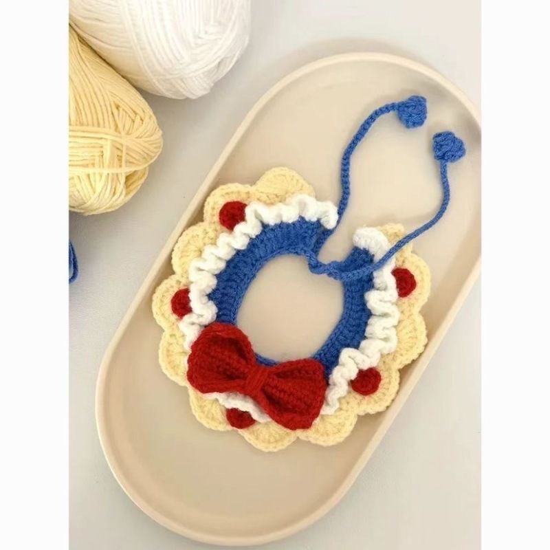 Wool Crochet Milk Cotton Cute Cat Collar Scarf DIY Homemade Material Package Hand-Knitted Pet