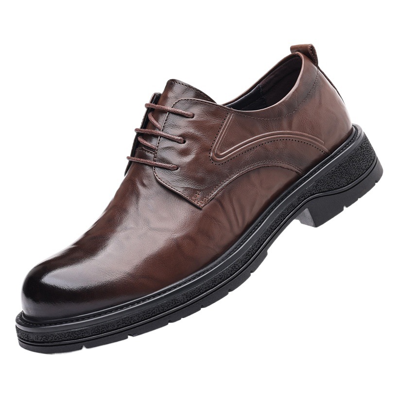 Men's casual leather shoes genuine leather business formal men's shoes thick-soled big toe breathable shoes non-slip wear-resistant factory wholesale