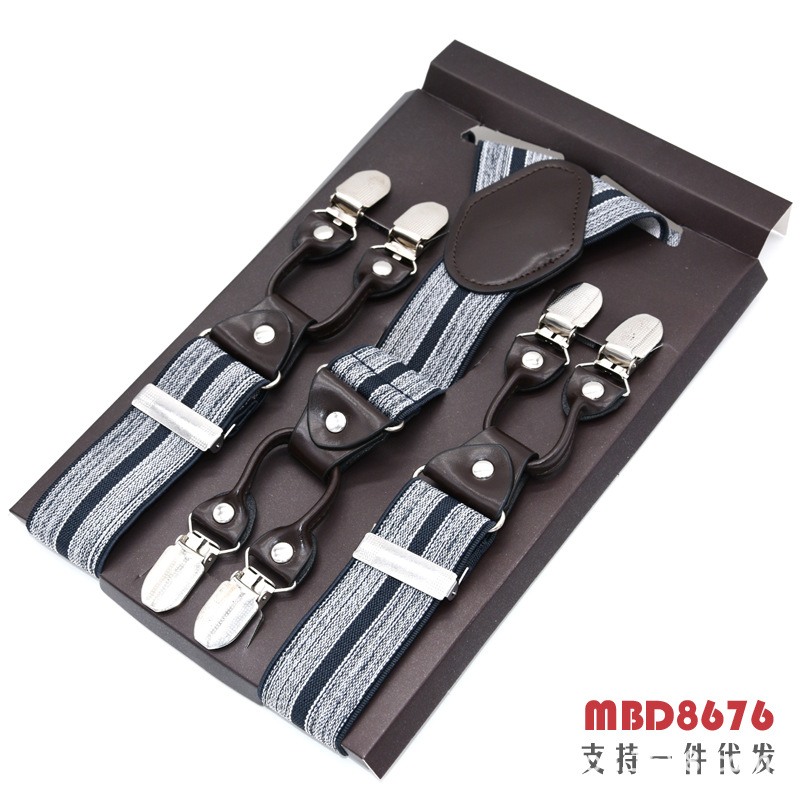 Picture of Cross-Border Supply Men's Suspenders Six-Clip Suspenders Elastic Adjustable Fat People Suspenders Men and Women Suspenders