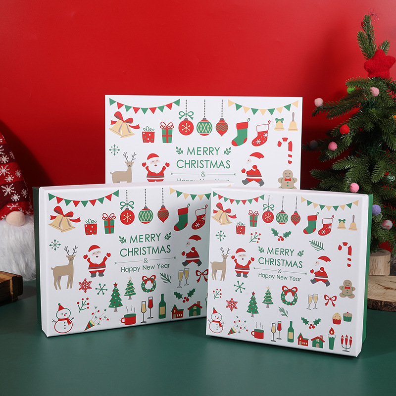 in stock Christmas Gift Box Pingan Fruit Packaging Box Empty Box Large Red Gift Box Rectangular Scarf Gift Box