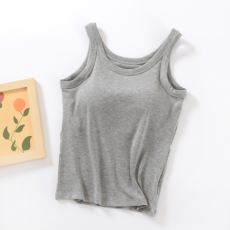 Picture of Vest with Chest Pad Sling Wide Shoulder Strap Base Cup Bra One-piece Underwear Long Top Anti-slip Sleeveless Women