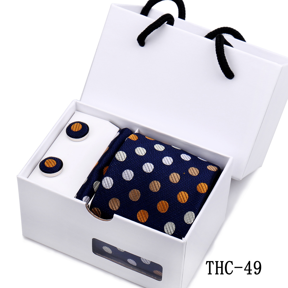 Picture of Men's Tie High Sense Gift Box 3 Pieces suit Business Dress Wedding Plaid Red Black Long Tie Shengzhou