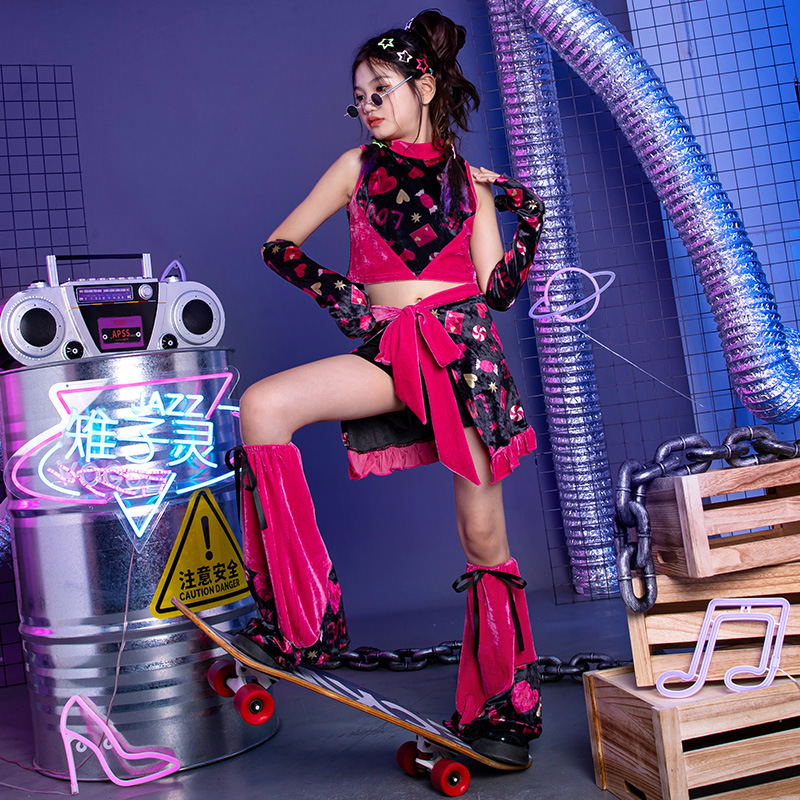 Children's fashionable jazz dance suit girls' jazz dance costume girls' T stage catwalk costume children's fashion costume