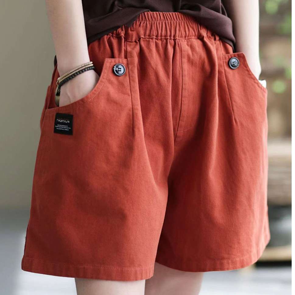 Cotton Summer Wide Leg Shorts Women's Loose Slimming Plus Size All-match Fashionable Artistic Five-point Casual Sports Pants