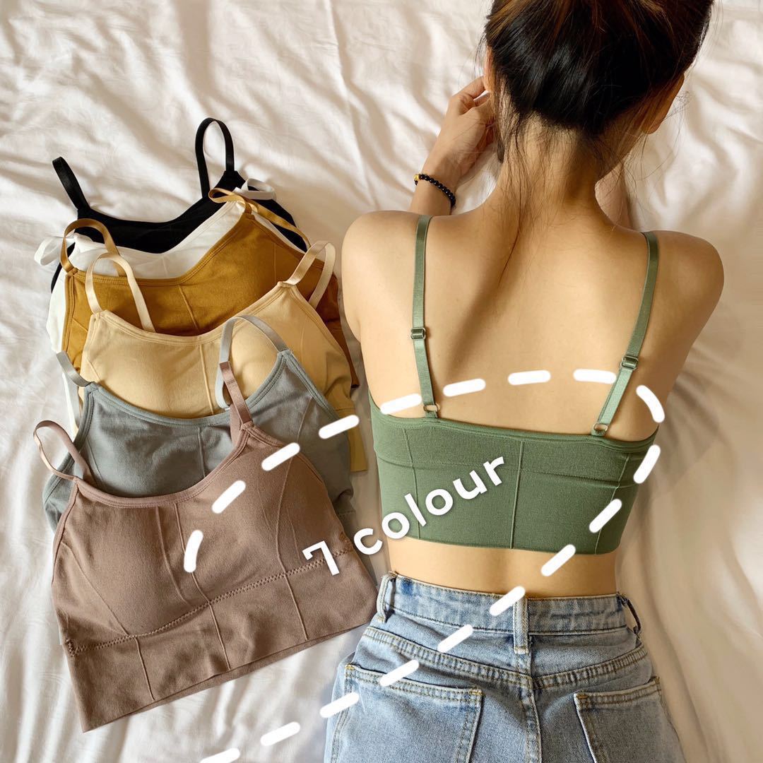 Picture of 646 Factory Outlet Underwear Women's Beautiful Back Girl's Sling Gather-wrapped Chest-free Rim Tube Top Sports Vest