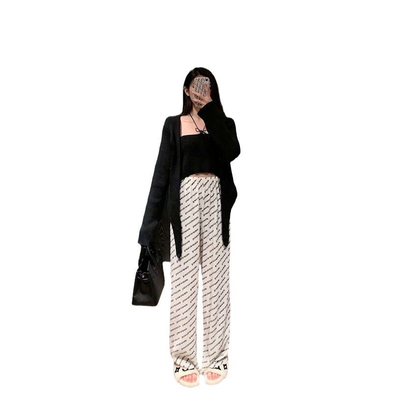 Picture of Cross-border Korean-style 2024 Summer New Hong Kong-style Letter Loose All-match Straight-tube Women's Casual High Waist Dape Trendy Pants