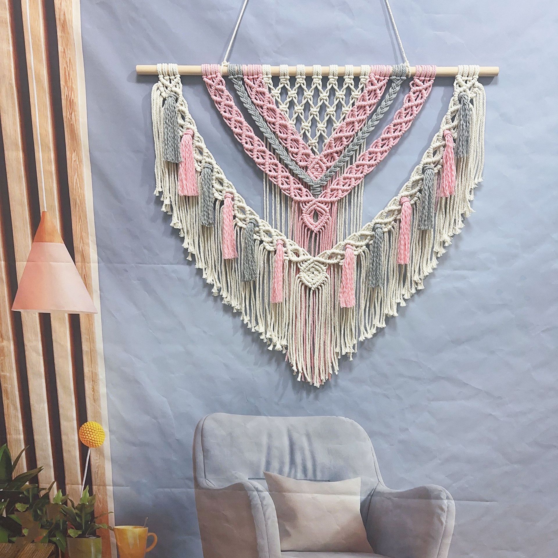 Picture of Ins Woven Large Tapestry TV Bedside Sofa Background Decoration Handmade Hallway Covering Wall Decoration Wall Hanging