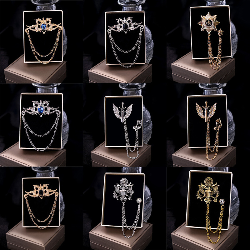 Korean version of metal chain tassel brooch personality retro temperament clothing fashion temperament niche accessories wholesale