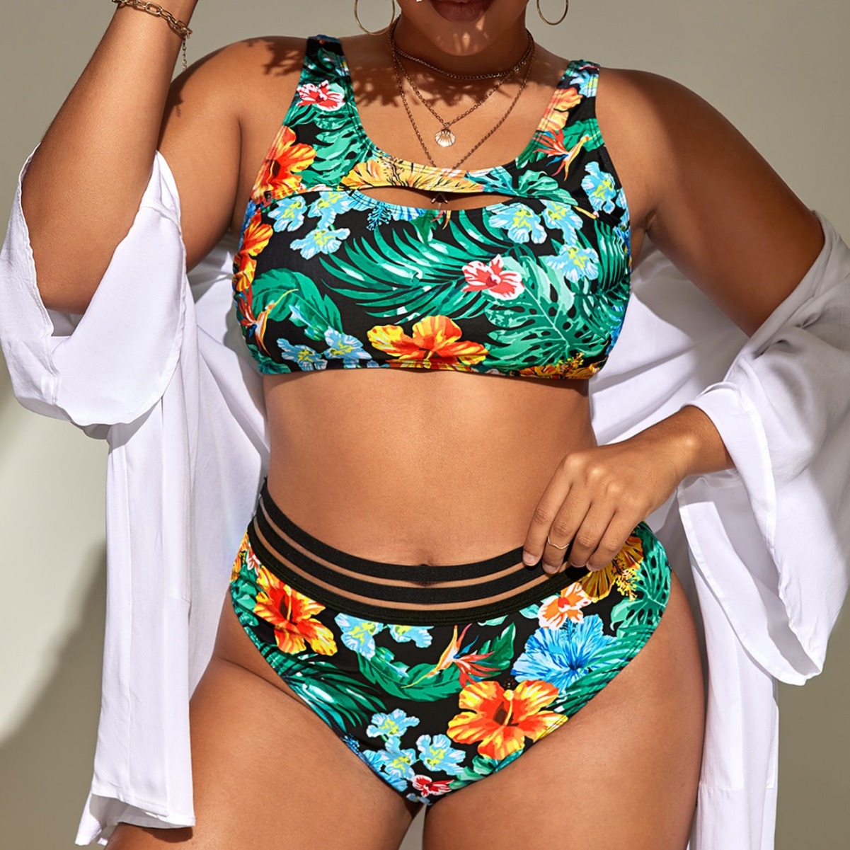 2023 foreign trade cross-border new sexy bikini split printed sling two-piece European and American swimsuit fashion