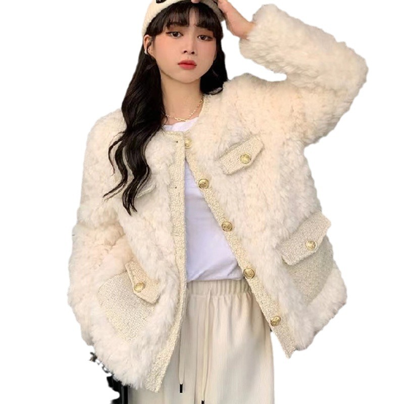 Picture of Coat for Women in Autumn and Winter, Small Fragrant Style, Imitation Lamb Wool Fleece-Lined, Thickeneded Plush, This Year's Popular Lady Style Top