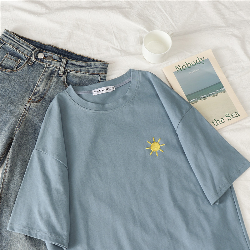 Picture of Short-Sleeved T-Shirt Women's Round Neck New Loose Korean Style Summer Weather Print Student Bottoming Shirt Tops Women's Clothing Wholesale
