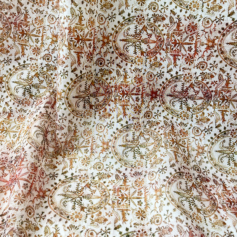 Vintage Ethnic Pattern Tencel Jacquard Fabric New Chinese Style Hanfu Cheongsam Dress Fabric 1.0m Price