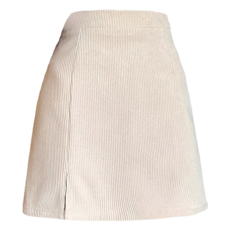 2024 autumn and winter New A- line skirt women's high waist slimming plus size chubby girl solid color corduroy skirt hip skirt