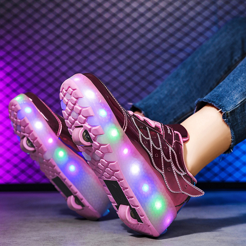 Manufacturers on behalf of children's heelloo shoes double-wheel flashing light skates teenagers students pulley sneaker primary source