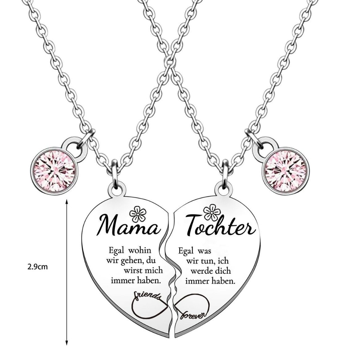 Picture of Mother's Day Love Keychain New SHORT BEST FRI Pendant Stainless Steel Spelling Heart Couple Necklace Gift